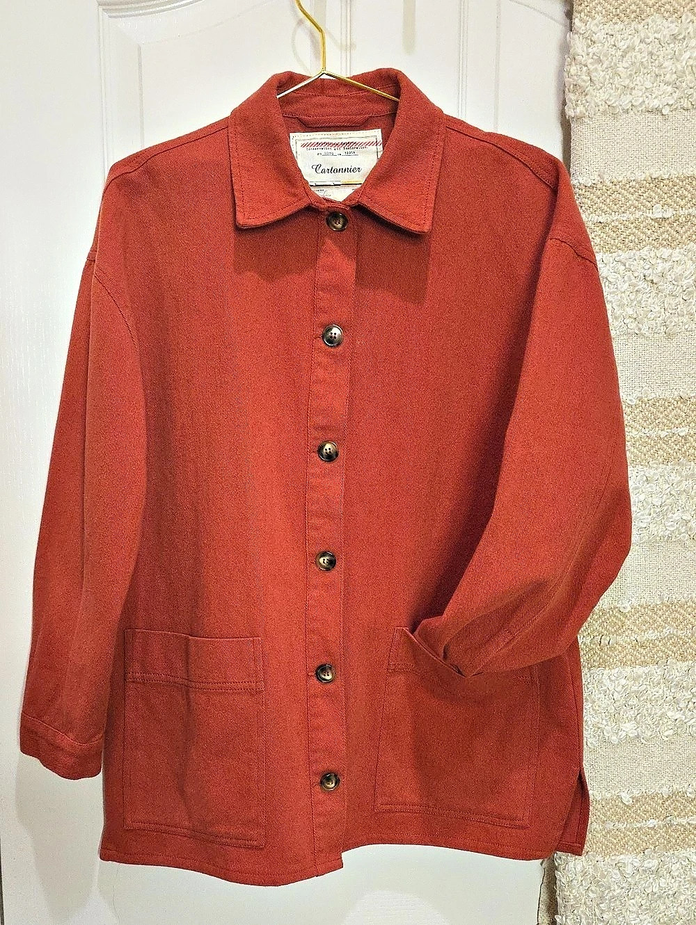 Cartonnier Anthropologie Cotton Utility Chore Barn Jacket Cotton Burnt Orange XS